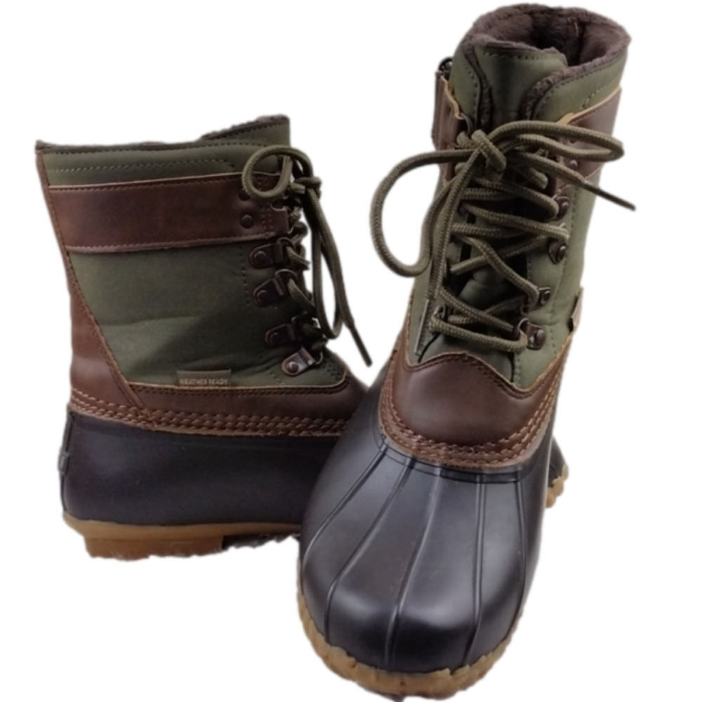 Jbu by Jambu Ontario Weather Ready Brown Green Lace Up Mid Calf Duck Boot